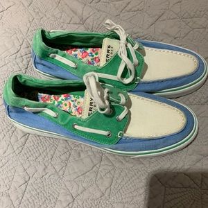 Sperry Shoes in White,Green, Blue Mix